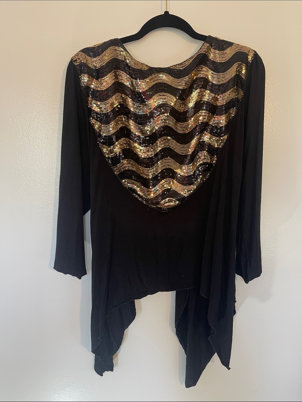 Womens plus size outfit 2X 3X Sequin Chevron Black & Gold tank, jacket, pants - Picture 8 of 17